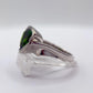 Green Helenite Trillion Ring – Sterling Silver Modern Gemstone Statement Ring