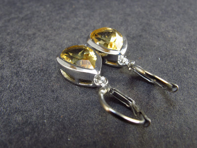 Stone of Success!! Tear Faceted Natural Golden Yellow Citrine 925 Sterling Silver Drop Earrings - 3.9 Grams