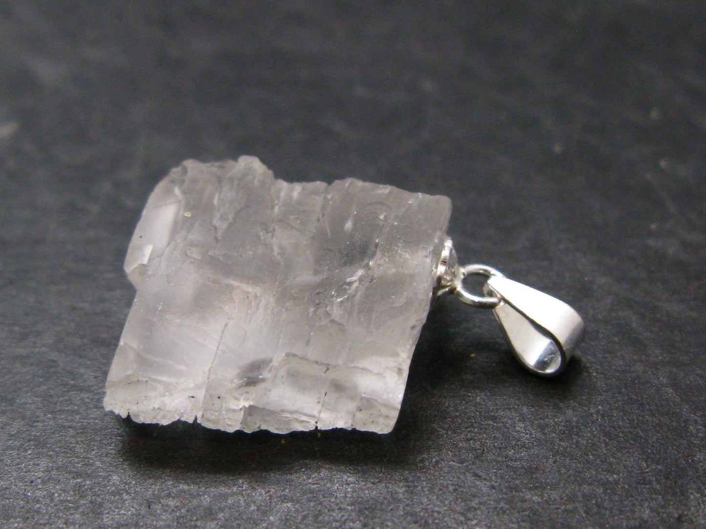 Clear Petalite Crystal Silver Pendant from Brazil - 0.9" - 2.23 Grams