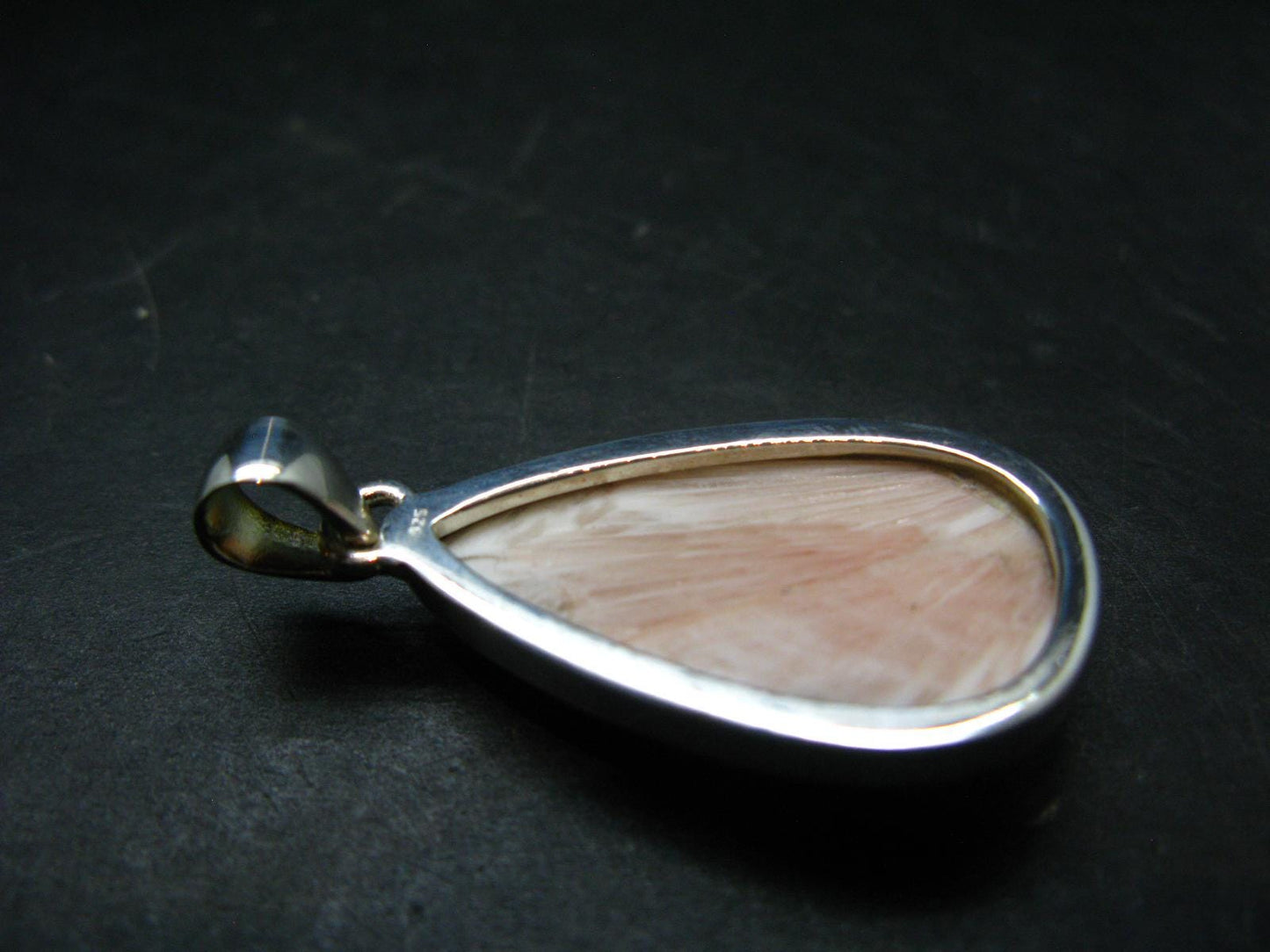 Pink Scolecite Sterling Silver Pendant From India - 1.6"