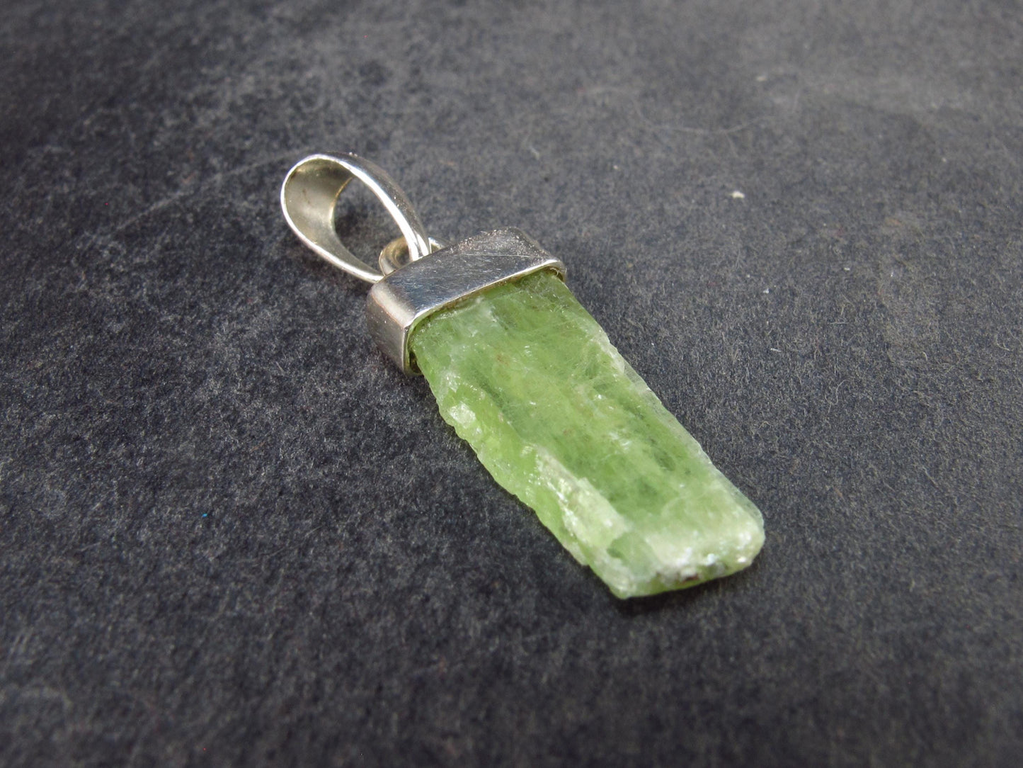 Green Kyanite Silver Pendant from Brazil - 1.2" - 1.02 Grams