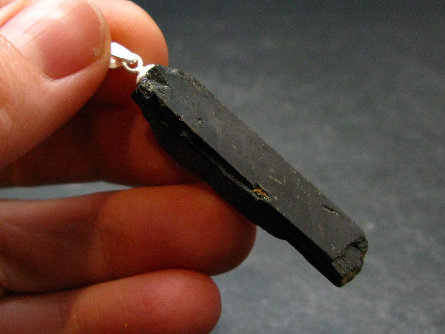 Aegirine Crystal Silver Pendant From Malawi - 1.8" - 6.22 Grams