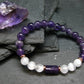 Amethyst & Selenite Genuine Bracelet ~ 7 Inches ~ 8mm Round Beads