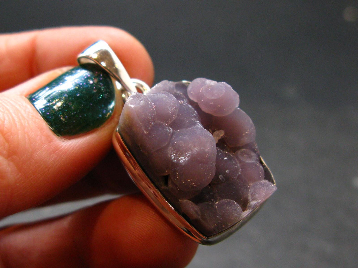 Purple Grape Agate Cluster Silver Pendant From Indonesia - 1.4" - 9.25 Grams