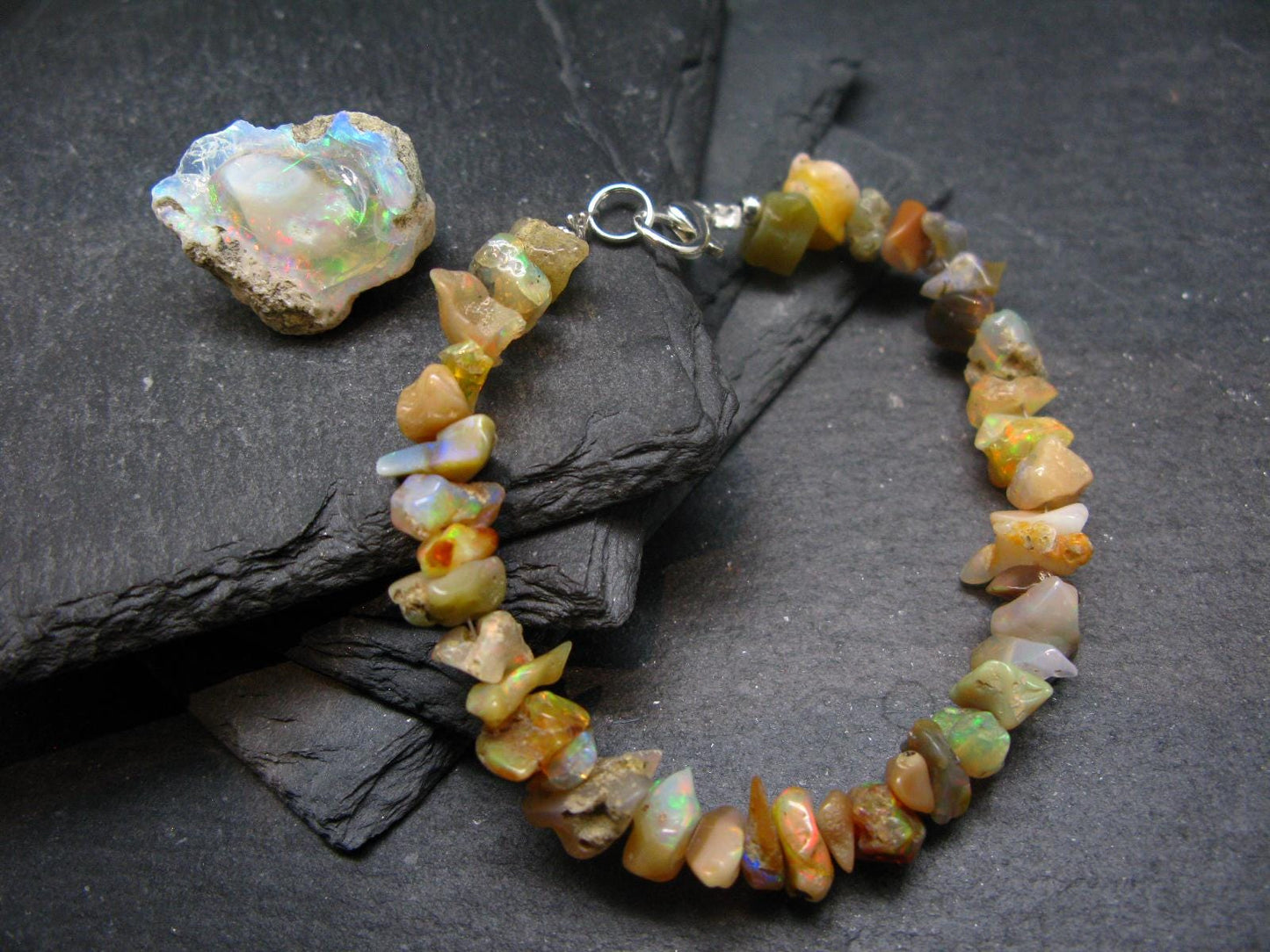 Precious Opal Genuine Bracelet ~ 7 Inches ~ 10mm Tumbled Beads