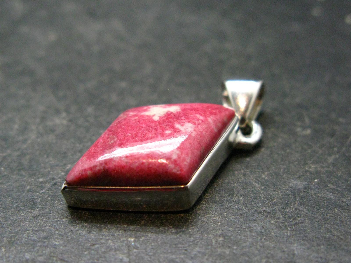 Thulite Silver Pendant From Norway - 1.2"