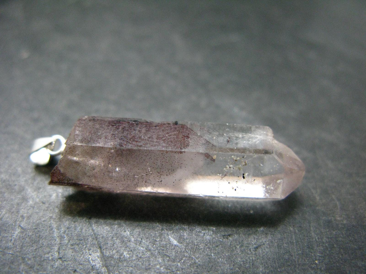 Phantom Hematite in Quartz Crystal Pendant From India - 1.5" - 4.46 Grams