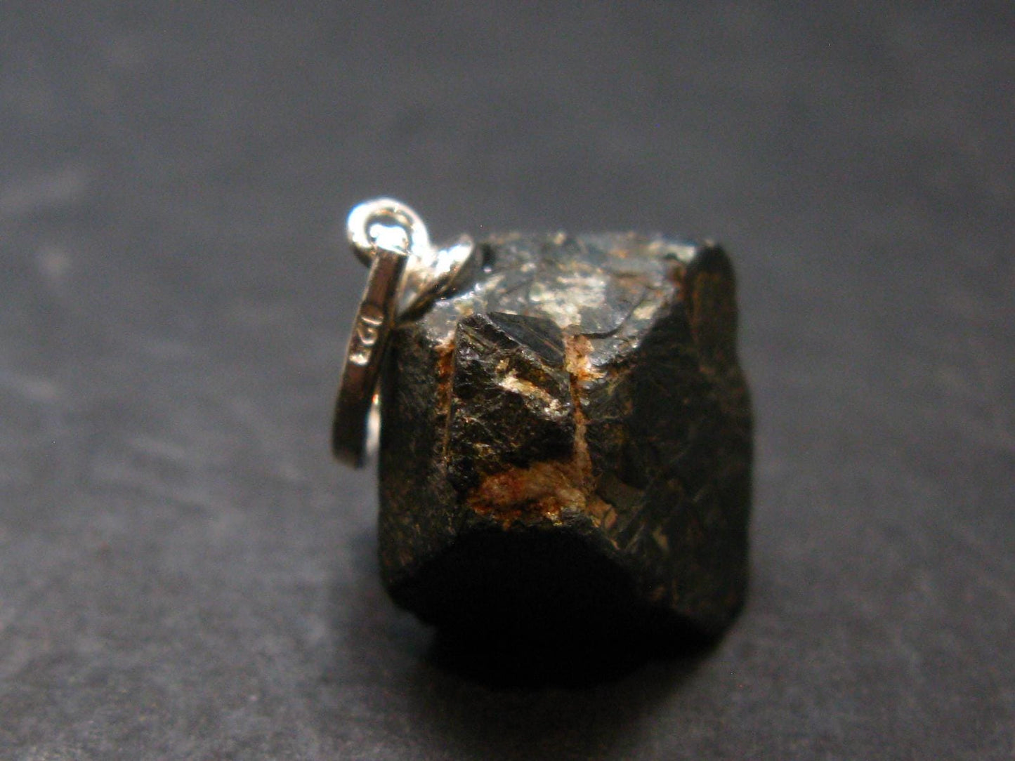 Magnetite Crystal Silver Pendant From Bolivia - 0.8" - 3.27 Grams