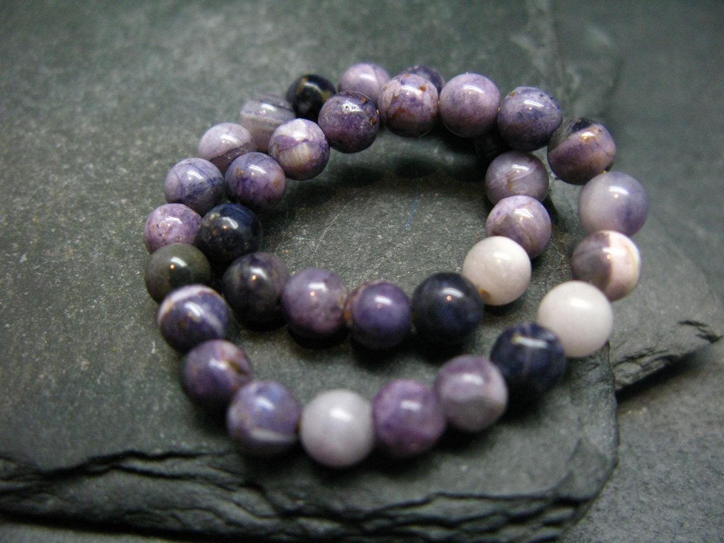 Tiffany Stone Violet Opal Genuine Bracelet ~ 7 Inches ~ 6mm Round Beads