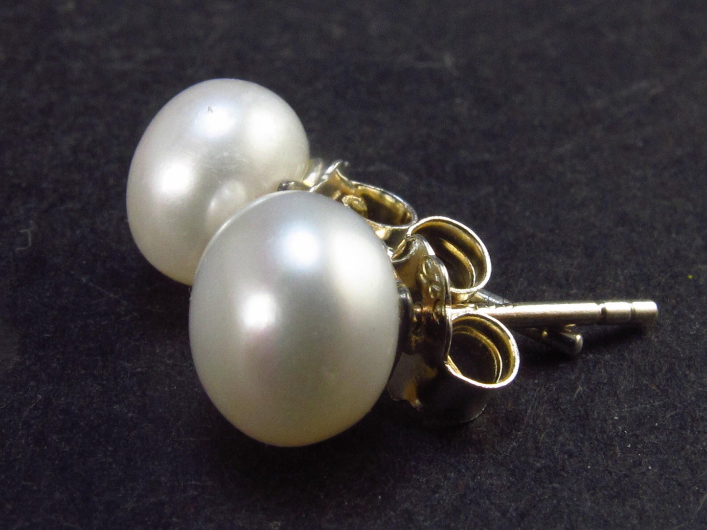 The Most Classic Earring Styles!! Natural 8mm Round Freshwater Cultured Pearls 925 Silver Stud Earrings - 0.7"