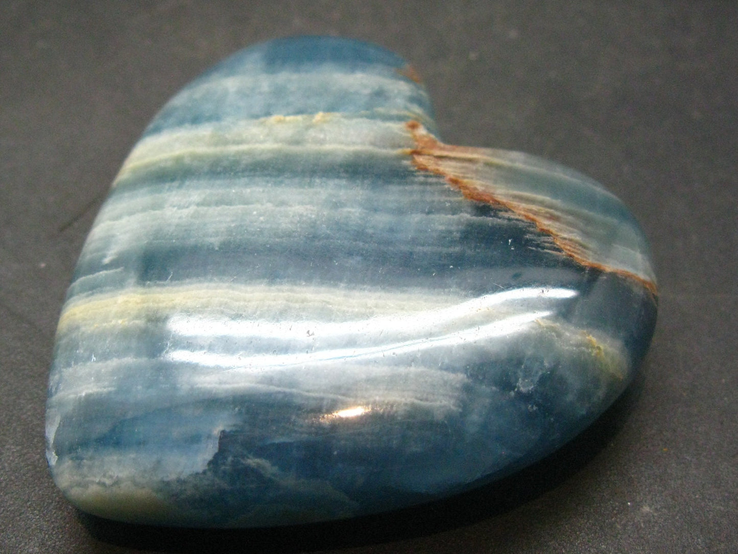 Nice Lemurian Aquatine Blue Calcite Heart From Argentina - 2.2" - 86.98 Grams