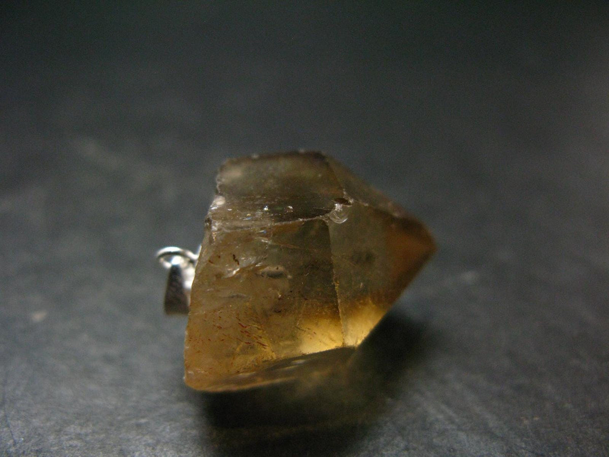 Natural Unheated Citrine Crystal Silver Pendant from Congo - 8.33 Grams