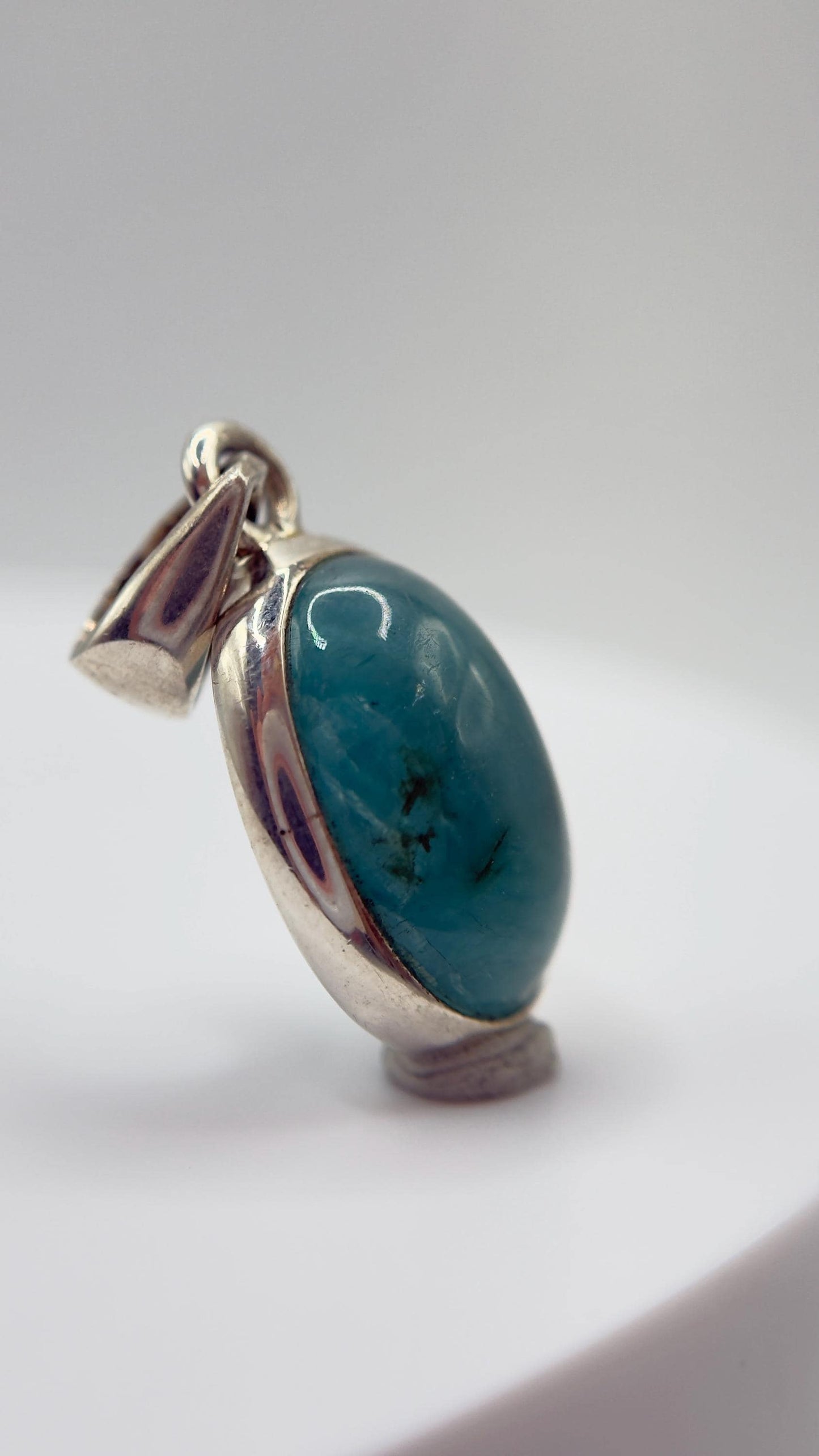 Grandidierite Pendant Blue Green Cabochon Gemstone Silver Necklace Natural Crystal Jewelry Gift