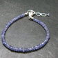 Facetted Tanzanite Zoisite Bead Silver Bracelet from Tanzania - Size Adjustable - 4.52 Grams