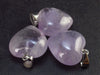 Amazing Lot of 3 Natural Amethyst Puffed Heart Shaped Pendants from Brazil