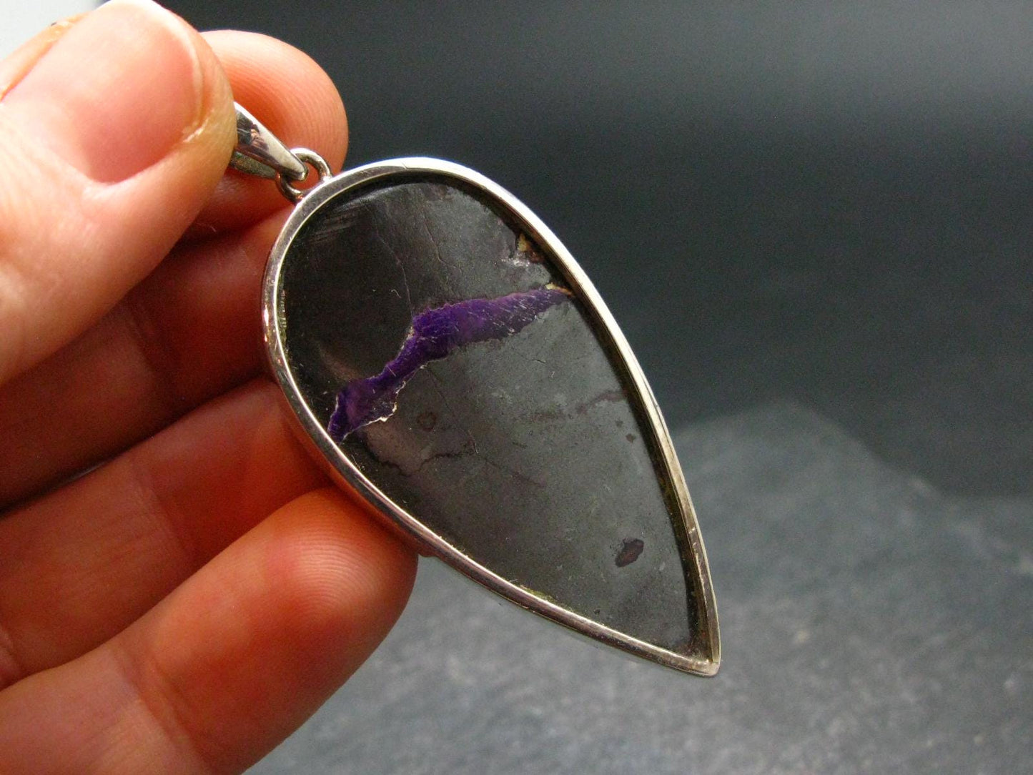 Sugilite Silver Pendant From South Africa - 2.2"