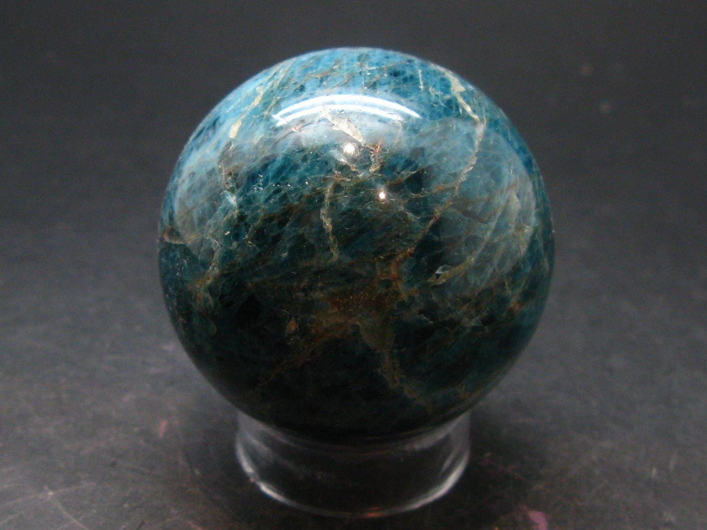 Large neon blue Apatite sphere from Madagascar- 212.68 - 1.9"