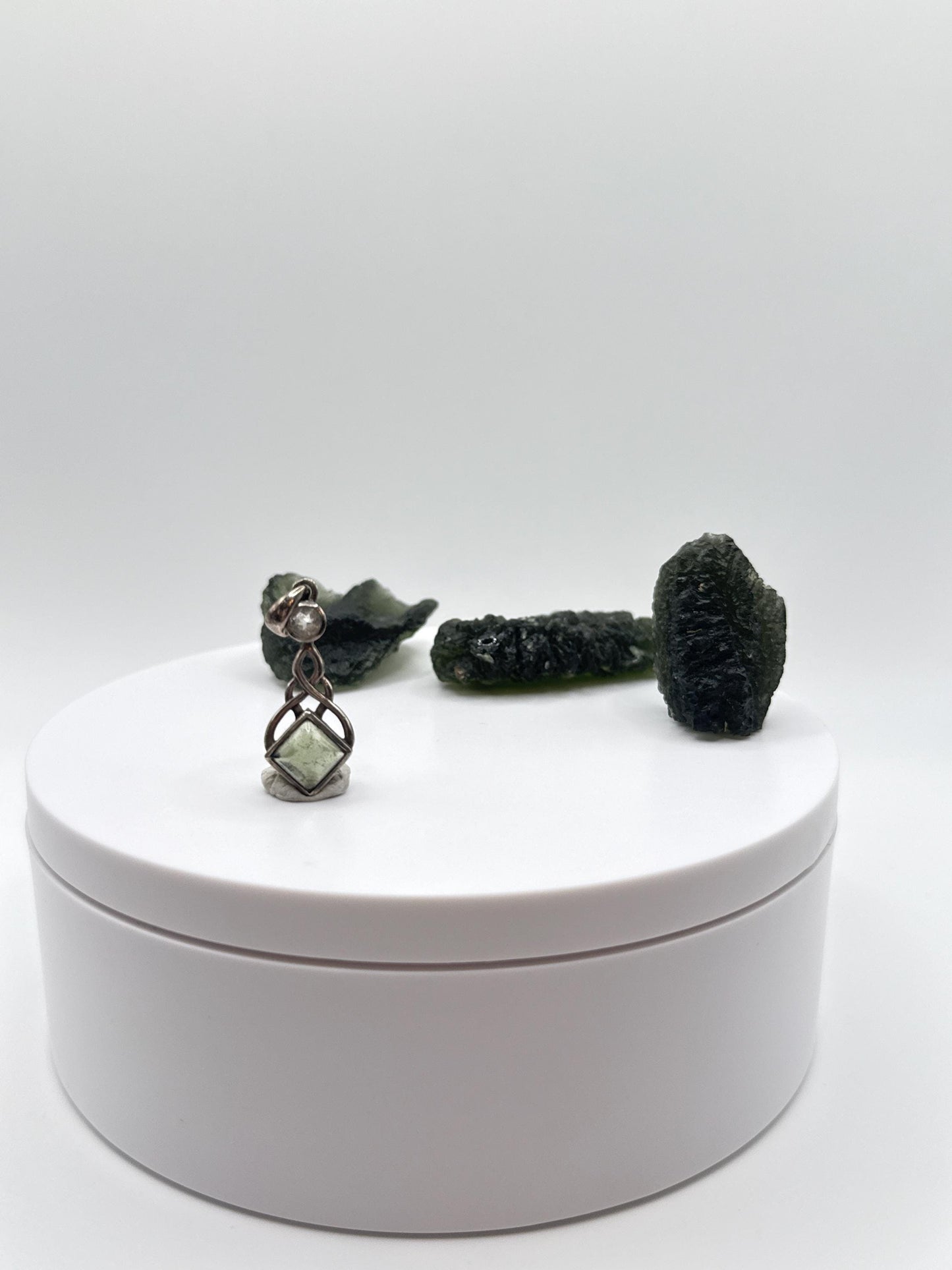 Moldavite Sterling Silver Celtic Knot Pendant - 2.55 Grams