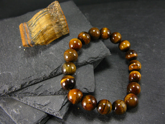 Tiger Eye Genuine Bracelet ~ 7 Inches ~ 10mm Round Beads