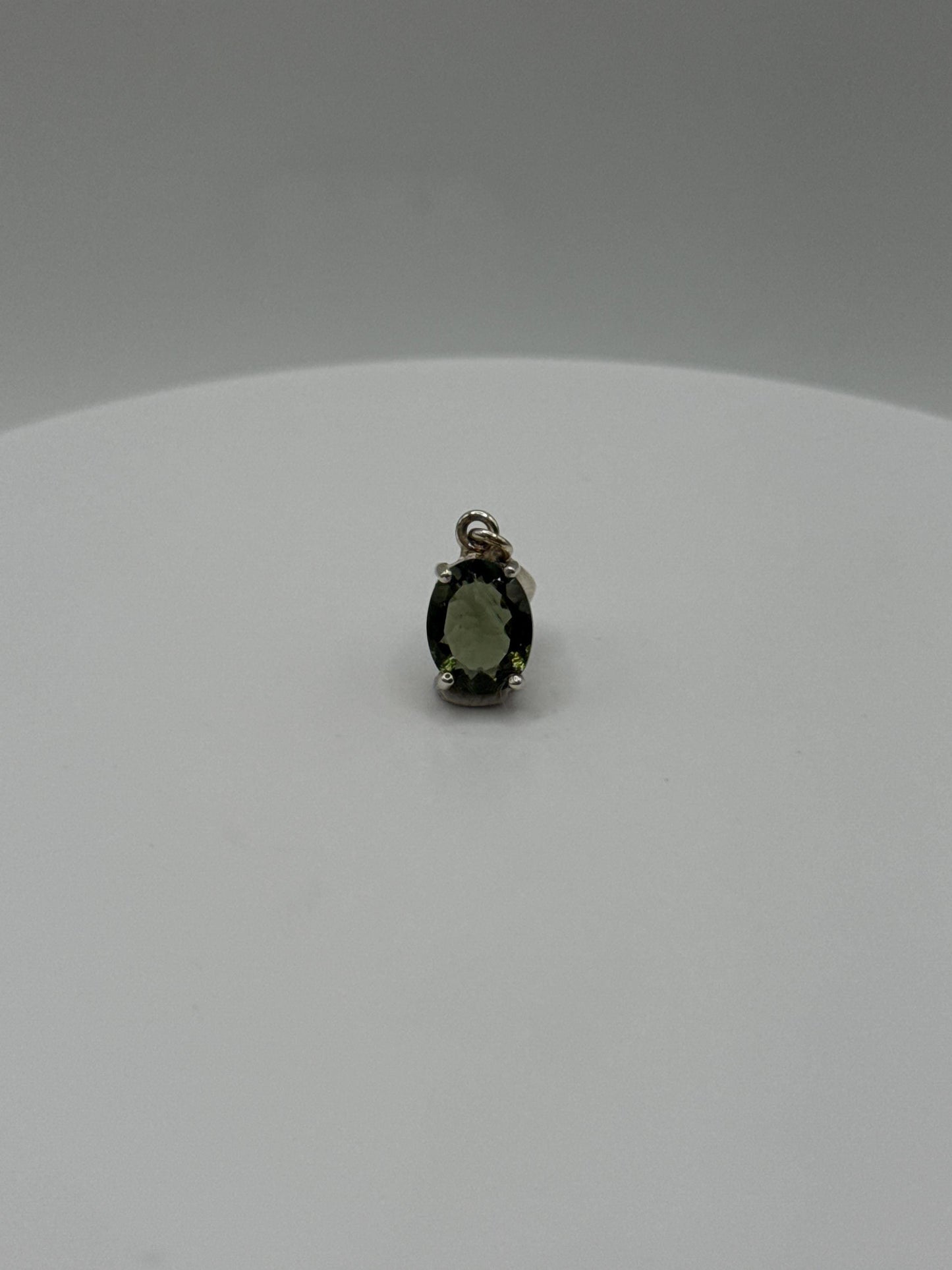 Elegant Oval Moldavite Pendant in Sterling Silver - 1.13 Grams