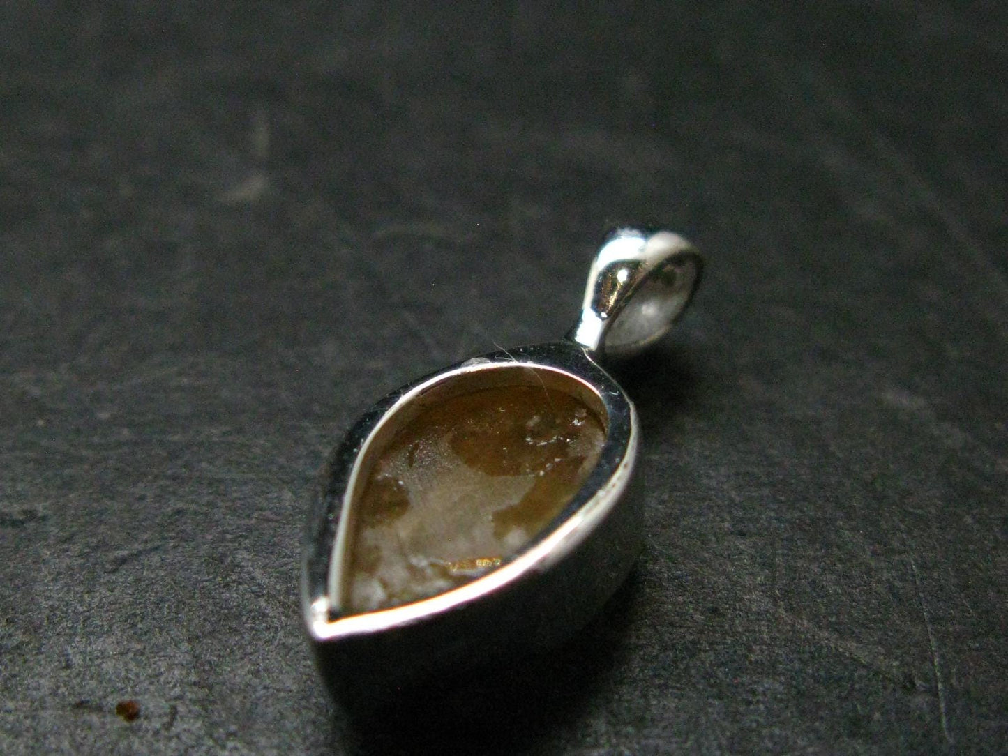Large Natural Agni Gold Danburite Sterling Silver Pendant from Tanzania - 0.7" - 1.20 Grams