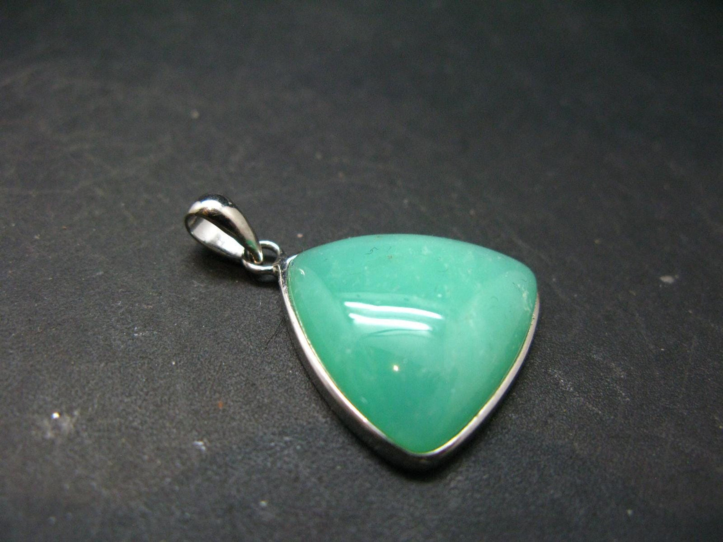 Rich Green Chrysoprase Silver Pendant From Australia - 1.1" - 5.03 Grams