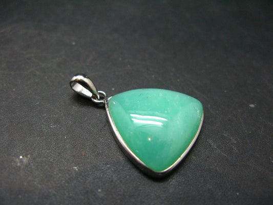 Rich Green Chrysoprase Silver Pendant From Australia - 1.1" - 5.03 Grams