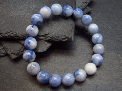 Dumortierite In Quartz Genuine Bracelet ~ 7 Inches ~ 10mm Round Beads