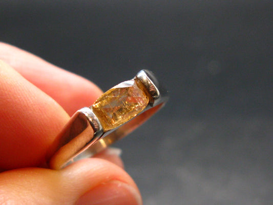Fabulous Untreated Faceted Gem Imperial Topaz 925 Silver Ring from Brazil - Size 9.75 - 3.85 Grams