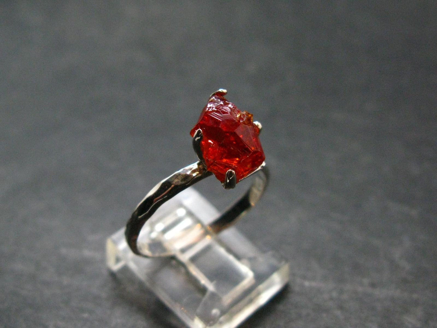 Fire Red Zincite Zinkite 925 Silver Ring from Poland - Size 9 - 3.33 Grams