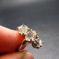 Moldavite Tektite, Meteorite and Herkimer Diamond Silver Ring - Size 5 - 2.45 Grams