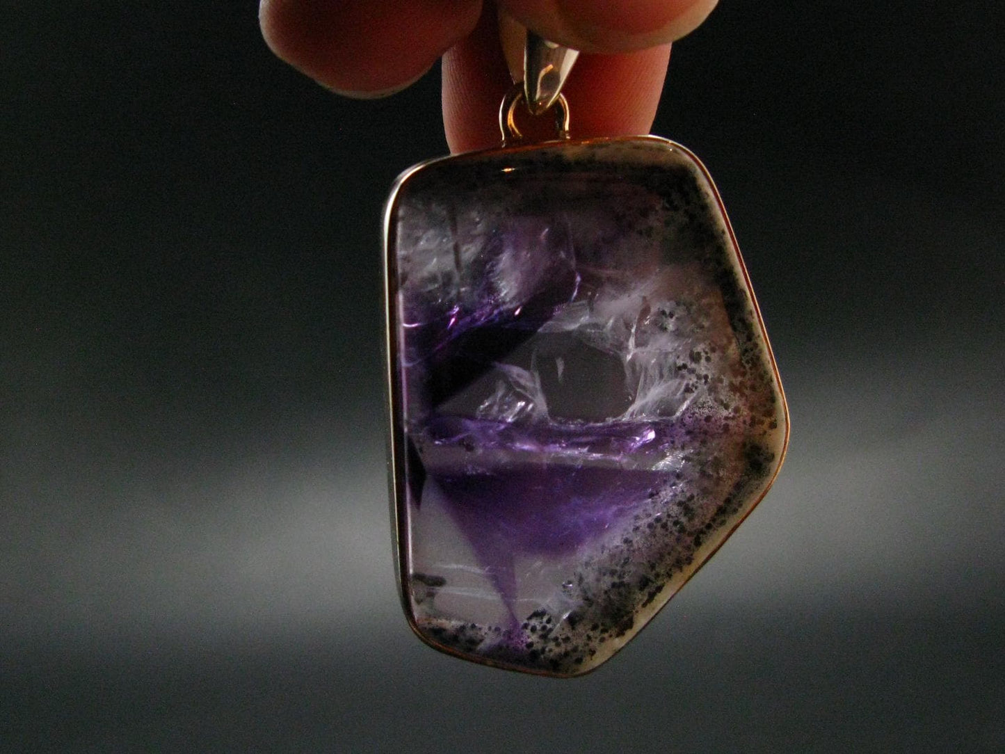 Atomic Trapiche Amethyst Sterling Silver Pendant From Brazil - 1.9" - 15.0 Grams