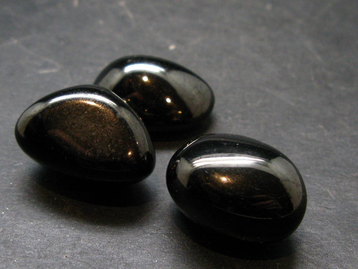 Lot Of 3 Whitby Jet Genuine Tumbled Stones From UK - 13.0 Grams