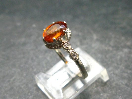 Faceted Orange Kyanite Crystal Silver Ring From Brazil - 2.64 Grams - Size 7