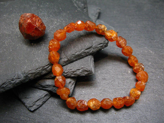Garnet Spessartine Genuine Bracelet ~ 7 Inches ~ 10mm Crystal Beads