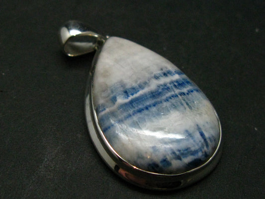 Rare Blue Scheelite Silver Pendant From Turkey - 1.7" - 9.64 Grams