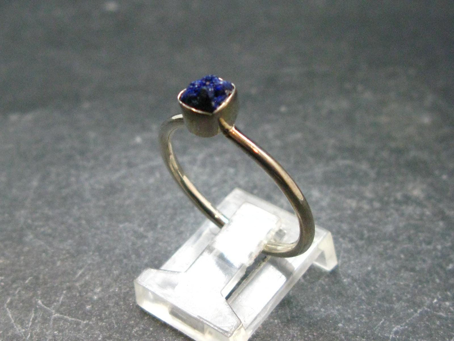 Royal Blue Rough Azurite Sterling Silver Ring - Size 10 - 2.21 Grams