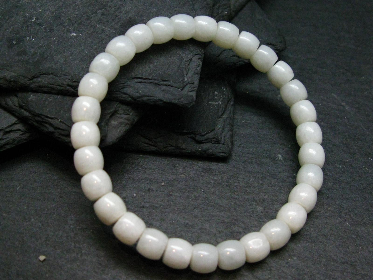 White Jade Jadeite Genuine Bracelet ~ 7 Inches ~ 6mm Rondelle Beads