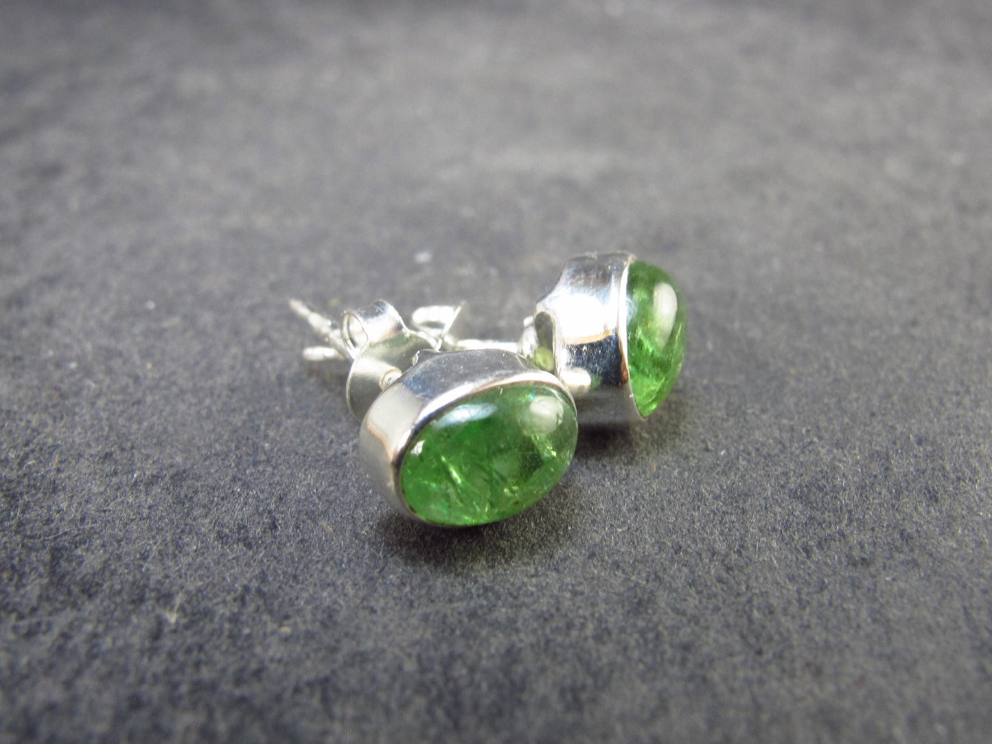 Tsavorite Gem Green Garnet Sterling Silver Earrings from Tanzania - 1.80 Grams