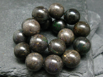 Black Opal Genuine Bracelet ~ 7 Inches ~ 12mm Round Beads