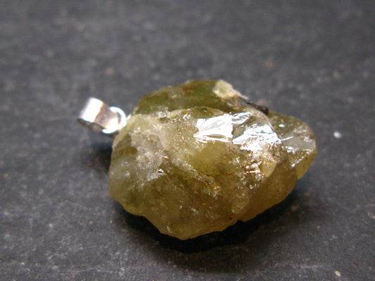 Rare Titanite Sphene Crystal Silver Pendant From Tanzania - 1.0" - 4.47 Grams