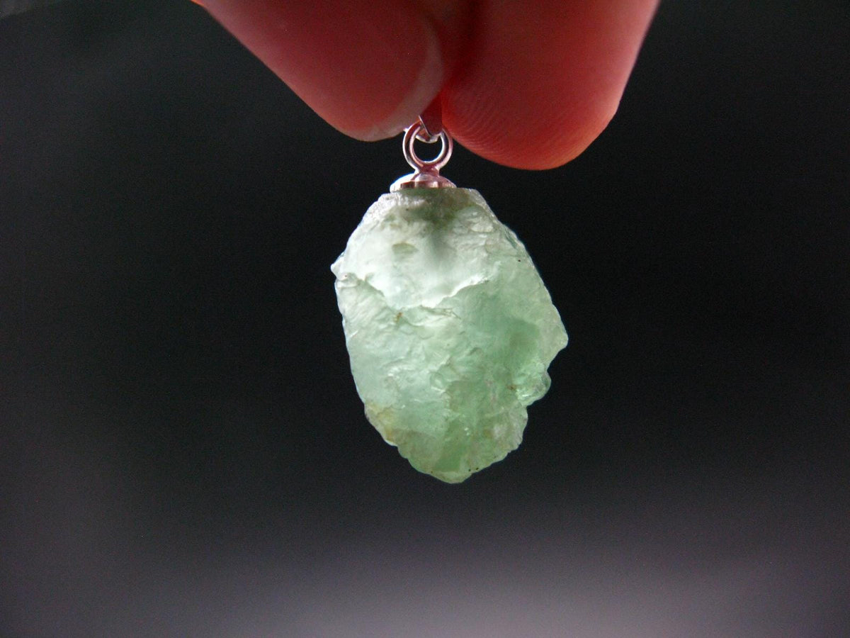 Extremely Rare Raw Gem Green Kornerupine Silver Pendant Crystal From Tanzania - 2.60 Grams - 1.0"