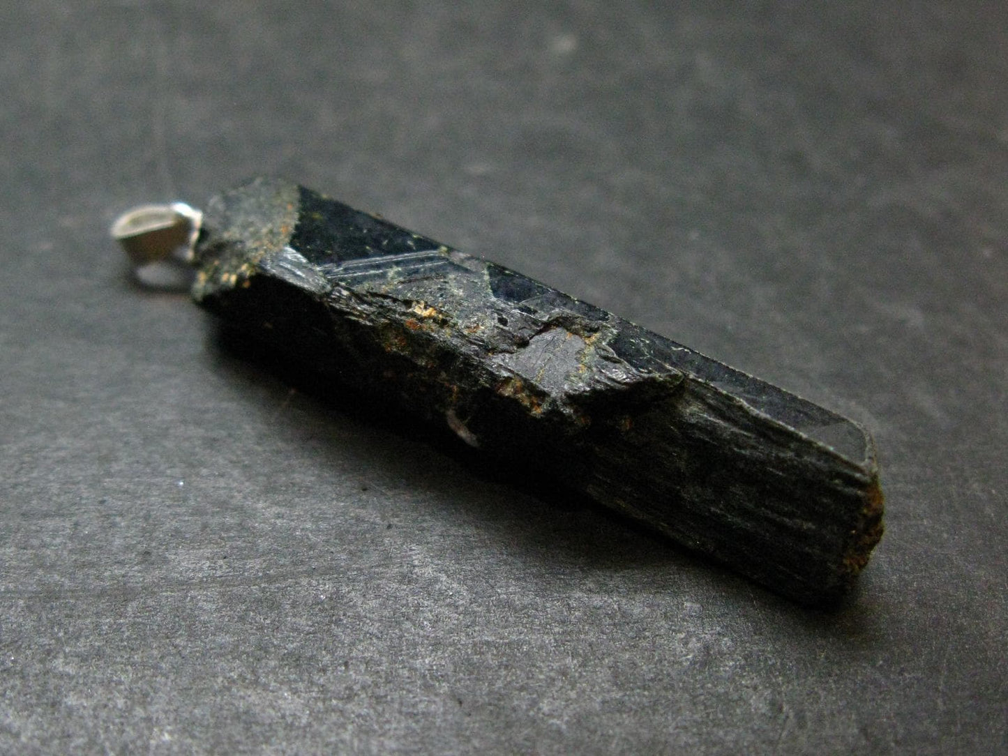 Aegirine Crystal Silver Pendant From Malawi - 1.8" - 6.22 Grams