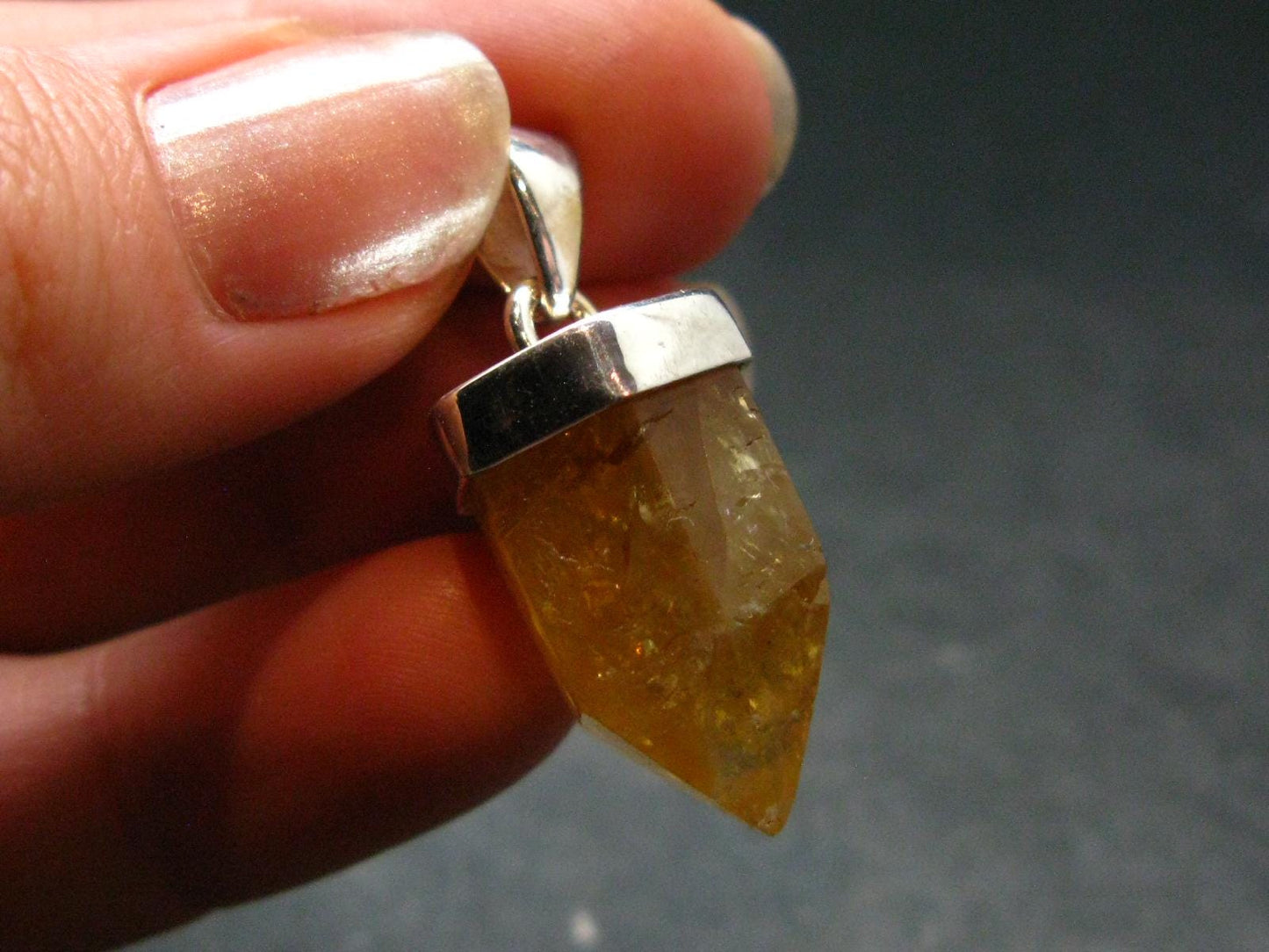 Yellow Citrine Sterling Silver Pendant from Brazil - 1.3" - 6.78 Grams
