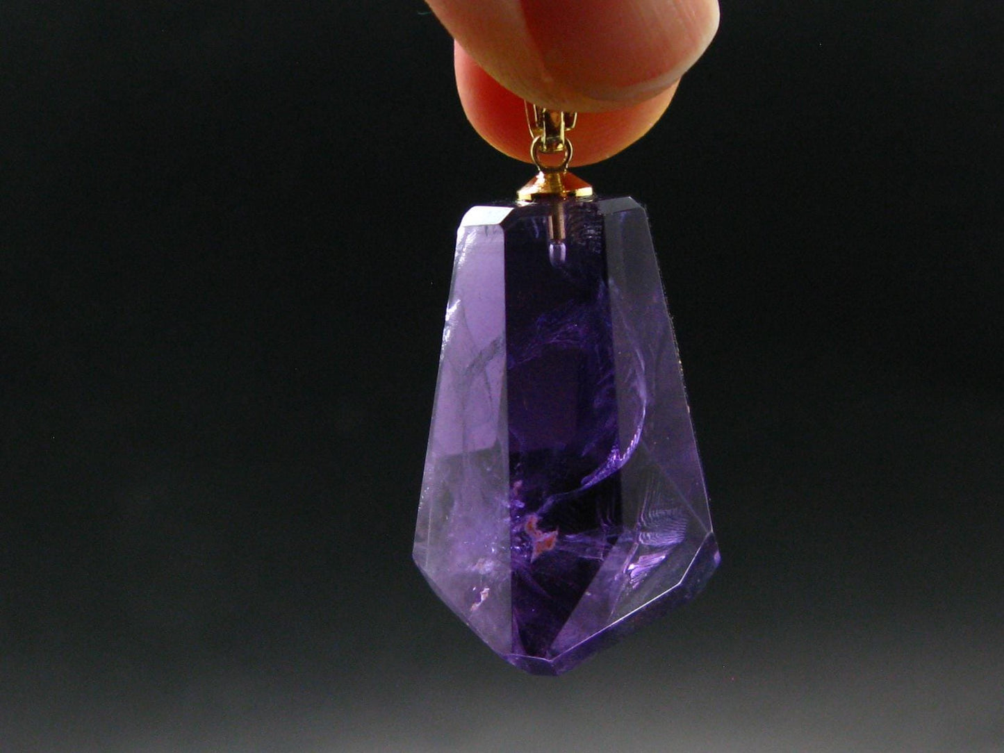 Amethyst Sterling Silver Gold Plated Pendant From Brazil - 1.5" - 12.11 Grams