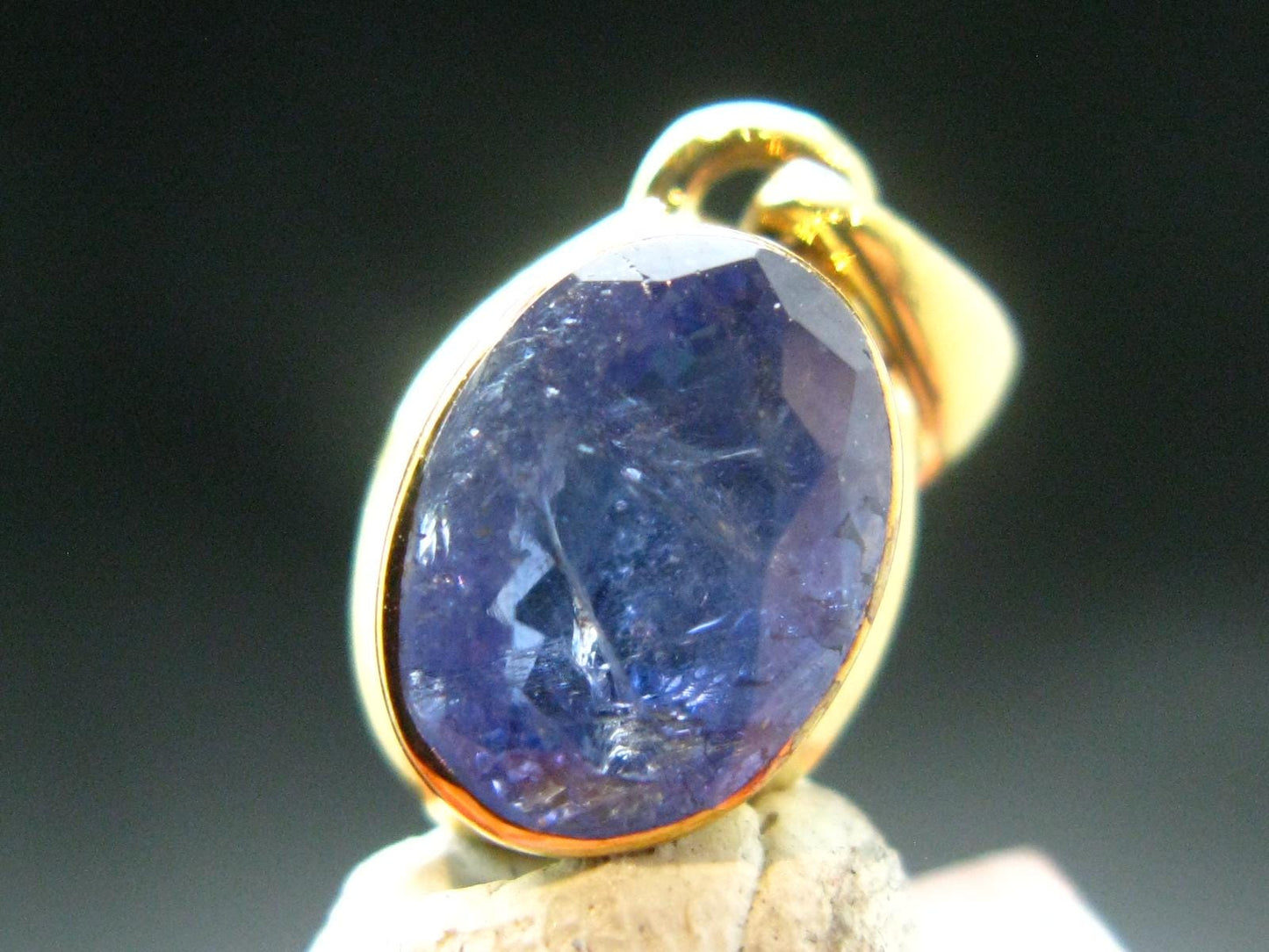 Natural Faceted Tanzanite Gold Plated Sterling Silver Pendant from Tanzania - 0.7"