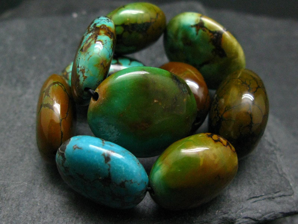 Turquoise Genuine Untreated Bracelet ~ 7.5 Inches ~ 25mm Tumbled Beads