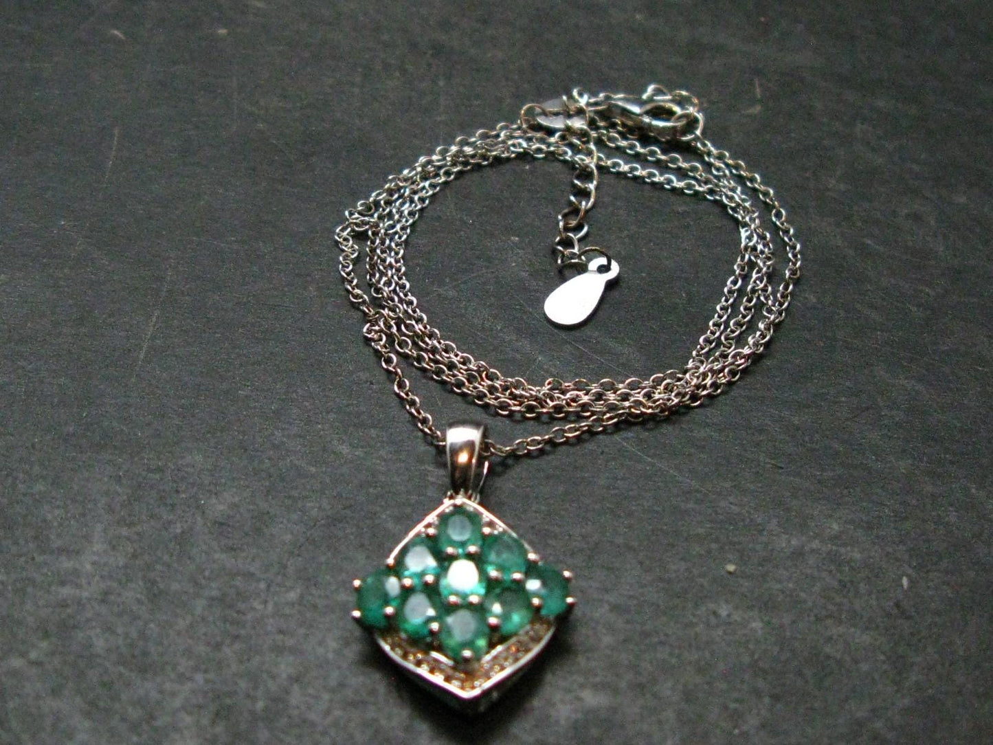 Emerald Silver Pendant W/Chain From Colombia - 3.86 Grams Total
