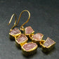 Morganite Pink Beryl Crystal Gold Plated Silver Earrings From Brazil - 12.63 Grams