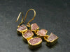 Morganite Pink Beryl Crystal Gold Plated Silver Earrings From Brazil - 12.63 Grams